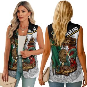 <span class=keywords><strong>Chaleco</strong></span> sin mangas para <span class=keywords><strong>mujer</strong></span> con logo personalizado, estampado de la bandera de México bajo demanda, chaqueta de cuello en V, <span class=keywords><strong>chaleco</strong></span> de traje holgado para <span class=keywords><strong>mujer</strong></span> con bolsillo - Product Image 3