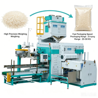 Machine d'ensachage de riz entièrement automatique Ewinall QZB-600M 25-50kg avec placement manuel des sacs et couture automatique pour moulin à riz, option pour sachets alimentaires