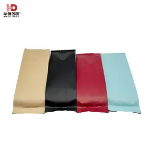Factory Custom Resealable Square Ziplock Coffee Beans Bag Side Gusset Flat Bottom Packaging Coffee Bag With Valve