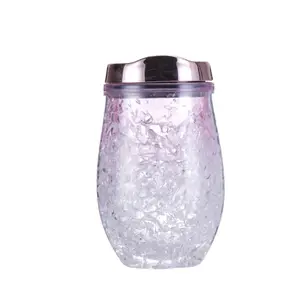 Tazas de hielo de plástico acrílico, doble pared, forma bonita, congelador