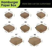 Boîte à hamburger rectangulaire en carton ondulé de qualité alimentaire, écologique, jetable, Realpack, design personnalisable, flexographie offset