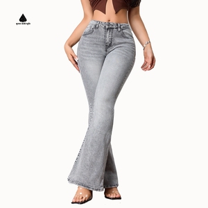 <span class=keywords><strong>Jeans</strong></span> a Zampa Elasticizzati <span class=keywords><strong>Grigio</strong></span> <span class=keywords><strong>Chiaro</strong></span> per Donna, Produttore Certificato OEKO-TEX ISO3758 REACH - Product Image 1