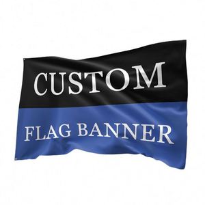 Factory Wholesale Best Price Good Quality 100D Polyester Custom Flags <b>Banners</b> in Black and Blue - Product Image 5