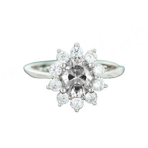 Anillo de Moissanita, Plata 925, Halo Vintage, Anillo de Compromiso para Mujer, Anillo de Compromiso Único con Moissanita Gris, Anillo de Flores Art Deco - Product Image 1