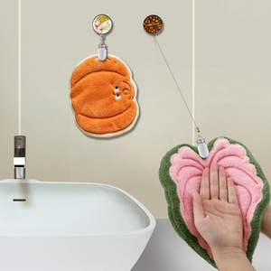 4cm Printed Pattern Retractable Steel Wire Rope Kitchen Towel Hook <b>Clip</b> (No Drill Required) - Product Image 3
