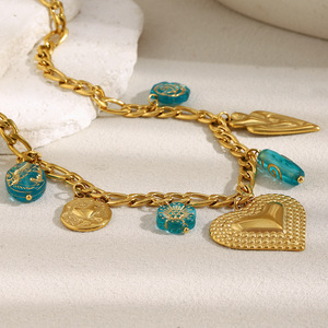 נישה אופנתית ואלגנטית ותליון נירוסטה גבוהה מצופה זהב 18k רטרו פולקה נקודה שרשרת לב לנשים - Product Image 2