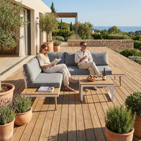 Canapés sectionnels modernes en forme de L, ensemble de meubles de salon de luxe en aluminium pour l'extérieur, pour la cour et le parc, durables et imperméables