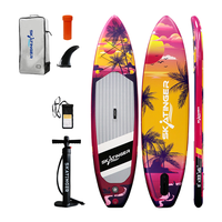 Pagaie gonflable debout avec logo personnalisé pour la pêche et le surf avec accessoire de réparation de pompe à sac-Matériau PC PVC EVA