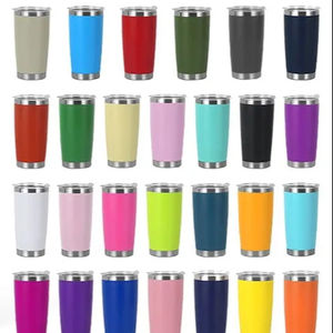 แก้วกาแฟแบบพกพาเคลือบผงขนาด 20 ออนซ์ ขายส่ง แก้วน้ำสแตนเลสสุญญากาศแบบสองชั้น แก้วน้ำสำหรับรถยนต์พร้อมฝาปิด - Product Image 2