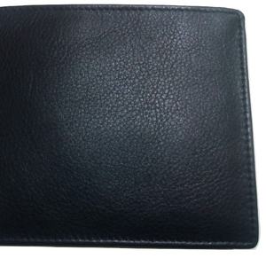 Cartera Vintage Simple Negra Plegable para Hombre, Cartera de Cuero Genuino, Poliéster, Botón Corto RFID, Diario, Forma Personalizada, Bordado de Caramelo - Product Image 1