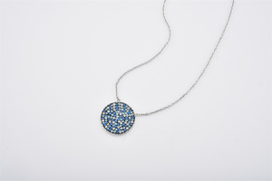 สร้อยคอจี้ประดับกรอบสแตนเลสสีน้ำเงินประกายระยิบระยับ - Product Image 4