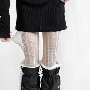 Collants en maille à rayures verticales effet losanges, style rétro rayé torsadé, amincissants, en nylon résistant aux déchirures, gris pour femme - Product Image 4