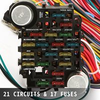Kit Kabel Harness Tahan Air 21 Jalur Multiwarna 17 Sekring PBT/Nylon Karet untuk Mobil Chevrolet Mopar Hotrods Ford Chrysler General