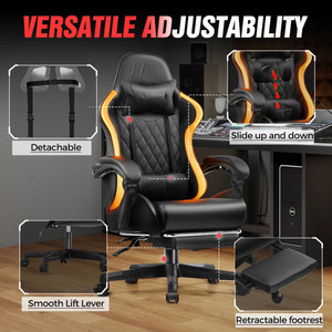 Silla <span class=keywords><strong>de</strong></span> Juego Ergonómica con Luces RGB, <span class=keywords><strong>de</strong></span> Alta Gama, Resistente, Cómoda, Giratoria 360°, <span class=keywords><strong>para</strong></span> <span class=keywords><strong>Adultos</strong></span>, con Reposapiés - Product Image 6
