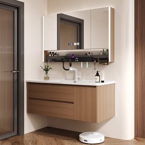 New modern smart bathroom cabinet combination bathroom washbasin cabinet wash basin integrated ceramic basin - Product Image 2