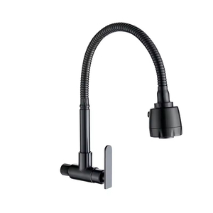 <span class=keywords><strong>Robinet</strong></span> de cuisine à levier unique en zinc à bas prix, <span class=keywords><strong>flexible</strong></span>, plaqué noir, montage mural, <span class=keywords><strong>robinet</strong></span> de cuisine à eau froide unique - Product Image 1