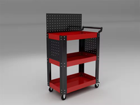 Chariot à outils à 3 niveaux avec panneaux de protection latéraux et panneau perforé vertical, vente en gros, couleur personnalisée, usine chinoise, vente en vrac
