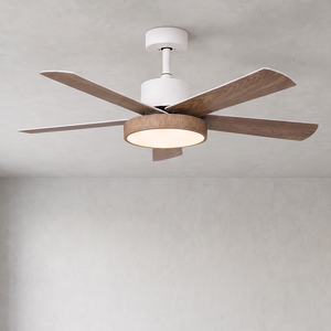 Ventilateur de plafond silencieux <span class=keywords><strong>ProBreeze</strong></span> 42 pouces avec moteur DC, 5 pales en bois, lumière LED en plastique, télécommande pour salles à manger, garantie 5 ans - Product Image 1