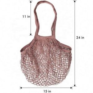 High Quality Custom Printed Logo Reusable 100% Cotton Vegetable Bag Foldable <b>Net</b> <b>Mesh</b> Tote Fishnet Bag for Food for Promotion - Product Image 4