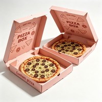 Boîte à pizza en papier kraft avec logo personnalisé, qualité alimentaire, 8, 10, 12, 14, 15, 16 pouces, boîte d'emballage pour pizza à emporter, carton ondulé