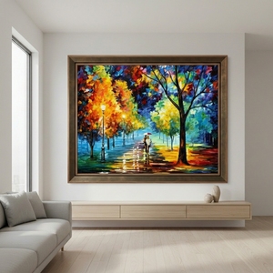 Cuchillo de paleta pintado pesado <span class=keywords><strong>del</strong></span> proveedor de China, paisaje urbano impresionista, lienzo, arte, paisaje nocturno, pintura de pared - Product Image 1