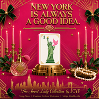 Ensemble de mahjong américain de luxe JOYF, 160 tuiles gravées à dos rose sur le thème de New York, boîte cadeau OEM pour la vente en gros et l'étiquetage privé
