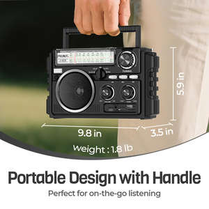 Radio AM FM SW de Doble Antena con Excelente Recepción, Recargable por USB y Energía Solar, con Ranura para Tarjeta TF, Reproductor Inalámbrico Portátil - Product Image 2