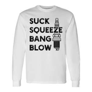 T-shirt à manches longues à thème moteur à essence quatre temps (souffler, presser, faire exploser, souffler) - Product Image 1