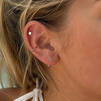 Piercing Hypoallergénique en Titane ASTM F136 G23, Labret Fleur à Bille, Filetage Interne 16G, pour Cartilage et Tragus