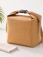 Sac à lunch en papier kraft écologique isolé avec doublure en aluminium, imperméable, résistant à l'huile, préservant la chaleur, portable et sûr pour les aliments
