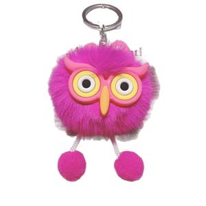 도매 창조적 인 올빼미와 작은 괴물 인공 밍크 열쇠 고리 크리스마스 선물을위한 귀여운 커플 자동차 펜던트 및 가방 - Product Image 1