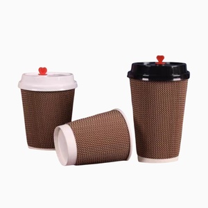 <span class=keywords><strong>Acheter</strong></span> à bas prix gobelets en papier jetables à triple paroi et à double ondulation pour le café et les boissons chaudes avec couvercles - Product Image 2