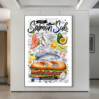 Gourmet Restoran Kapur Seni Dinding Poster Lezat Ham Toast Meksiko Kanvas Lukisan Pizzeria Dekorasi KitchenCanvas Lukisan Dinding