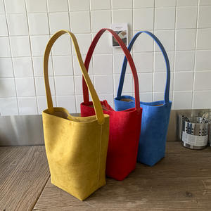 Women's <b>Large</b> Capacity Faux Suede Bucket Bag Autumn/Winter Style Casual Solid Color Trendy Underarm <b>Handbag</b> Shoulder Bag - Product Image 4