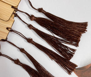 High Quality Traditional Carved Bamboo Logo Tags Red Tassels Customizable Hanging <b>Ornaments</b> for Branding Music Wooden Brand Tags - Product Image 4