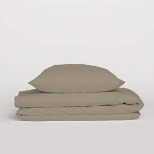 Juego de Funda de Edredón 100% Algodón Color Taupe Italiano para Cama Individual 200x200cm - Product Image 1