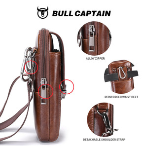 BULLCAPTAIN 정품 가죽 남성용 벨트 폰 파우치 (5.5~6.4인치 휴대폰용, 세로형, 카드 홀더 및 키 파우치 포함) - Product Image 3