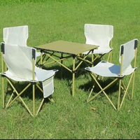 Table et chaises pliantes de camping en acier au carbone, ensemble de 5 pièces, table et chaises de camping multifonctionnelles pour pique-nique, barbecue, voyage en famille