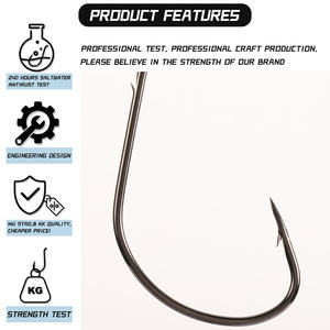 Vente en gros usine Hameçons <span class=keywords><strong>de</strong></span> pêche à la truite en acier à haute teneur en carbone B2A 4X renforcés, à pointe décalée, courbure en Z, pour montage Texas Rig EWG, pour leurres souples en rivière/ruisseau - Product Image 4