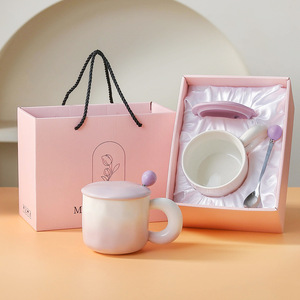 Ceramic <b>Mug</b> With Lid and Spoon Gift <b>Box</b> Porcelain Coffee Cup Custom Logo Business Gift Festival Souvenir - Product Image 2