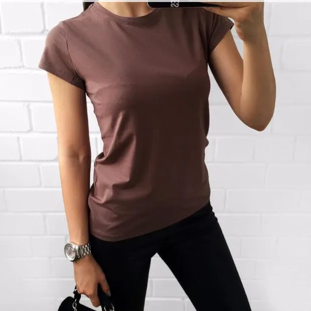 Özel ucuz kadın t-shirt ve ofis üniforma tasarım kadın yuvarlak boyun tshirt