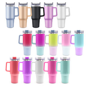Vente flash : Tasse à café de voyage isotherme à double paroi en acier inoxydable de 40 oz avec poignée et paille en plastique - Product Image 4