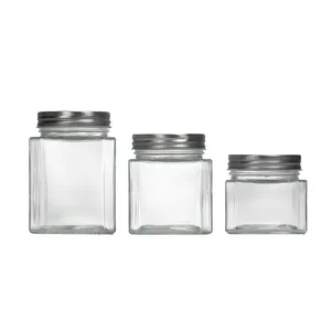 Low MOQ 250ml 380ml 500ml Square Glass Jars for Korean Snacks Food Vietnam Green Coffee Beans Holiday Time Christmas Decorations