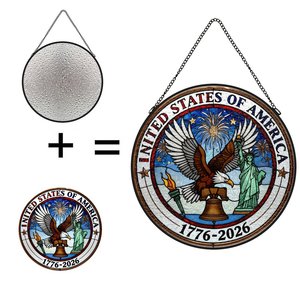 Stained Glass Suncatcher Pendant United States Of America 1776 2026 Commemorative <b>Hanging</b> Decor - Product Image 1