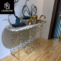 Table de console italienne de luxe haut de gamme avec plateau en marbre