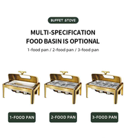 Unité de service de buffet commerciale de luxe avec charnière hydraulique, couvercle roulant, design néerlandais, chauffe-plats premium en acier inoxydable doré 9L