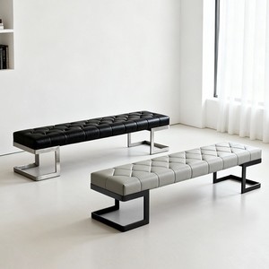 Italian Style Leather <b>Bench</b> Long Sofa Stool <b>For</b> <b>Living</b> <b>Room</b> Bedroom Entryway Modern Design High End Comfortable <b>Seat</b> - Product Image 1