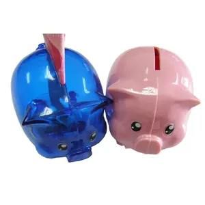 גדול גודל פיגי חיסכון בנק מטבע פלסטיק חזיר כסף חיסכון תיבת להתאמה אישית לוגו קריקטורה אישית חזירון בנק