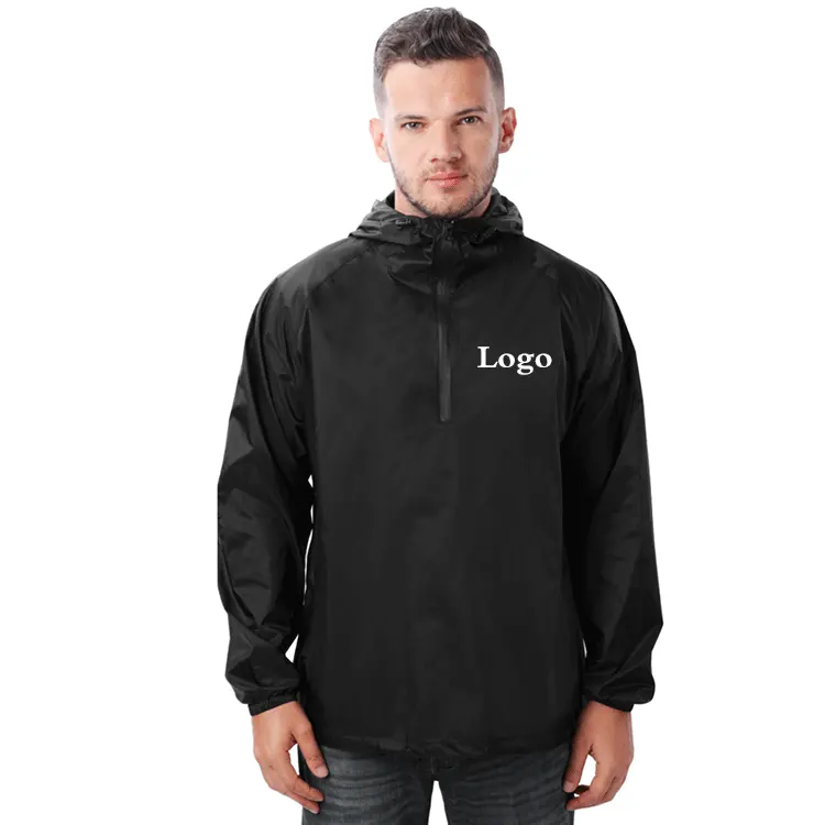 Оптовая продажа, Мужская 100% нейлоновая водонепроницаемая куртка с индивидуальным логотипом, легкая непромокаемая куртка
