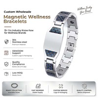Bracelet magnétique en acier inoxydable 304 pour homme, plaque d'identification gravable, fibre de carbone, logo personnalisé